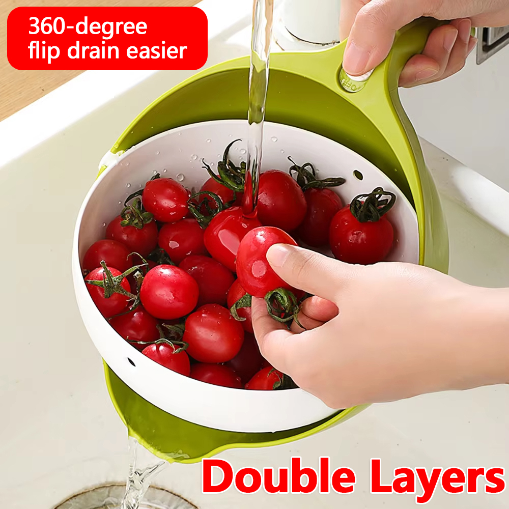 Kitchen Gadgets Design - Double Drain Basket Kitchen Sink Strainer