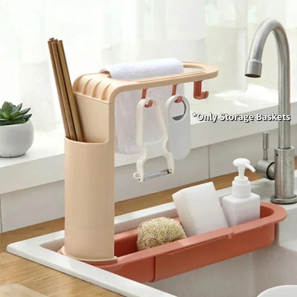 Kitchen Gadgets Holder - Telescopic Sink Storage Rack Multifunctional Kitchen