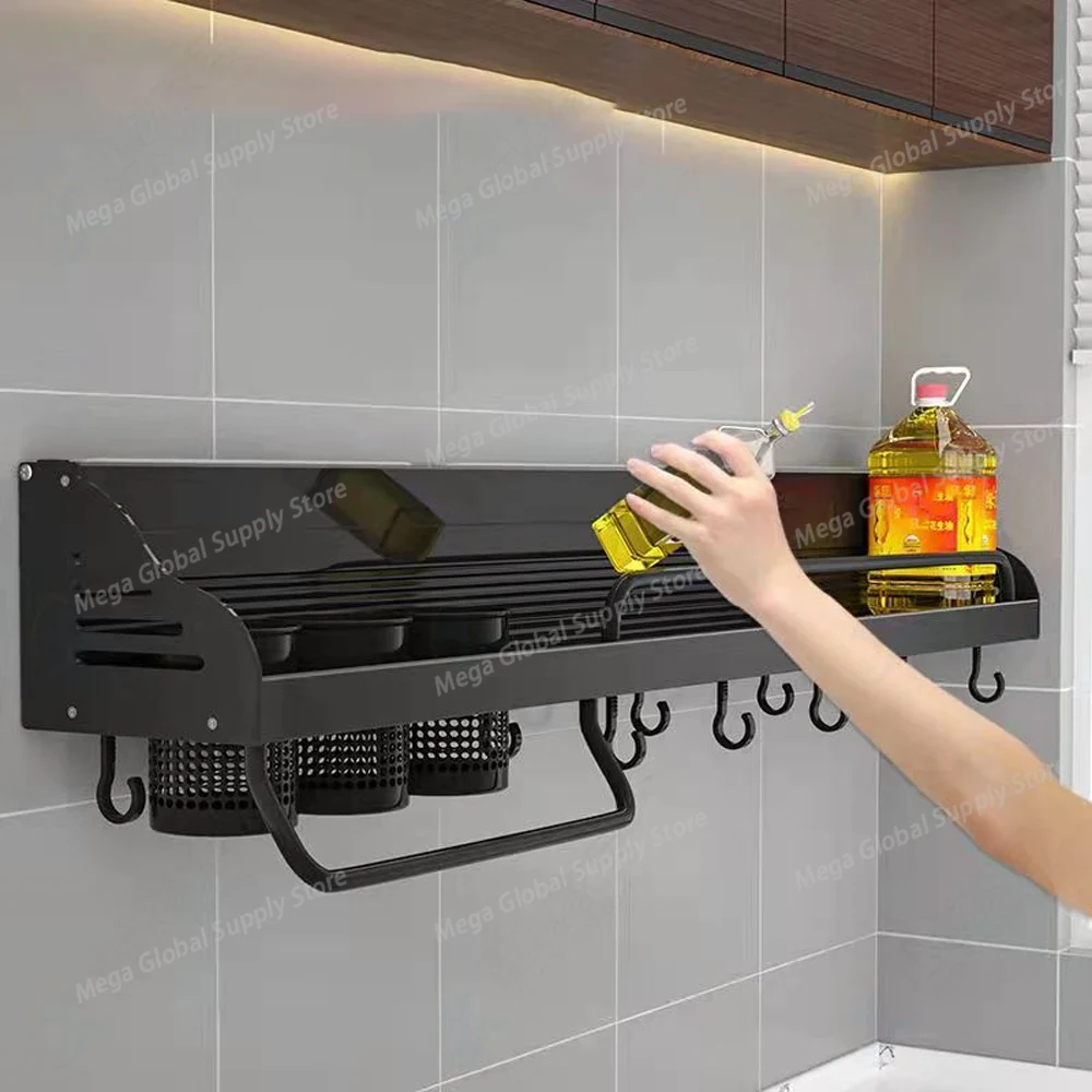 Kitchen Gadgets Holder - Black Spice Rack Organizer Seasoning Bottle