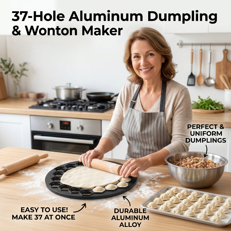 Kitchen Gadgets Pasta - Aluminum Dumpling Maker Tooll37-Hole Ravioli Press