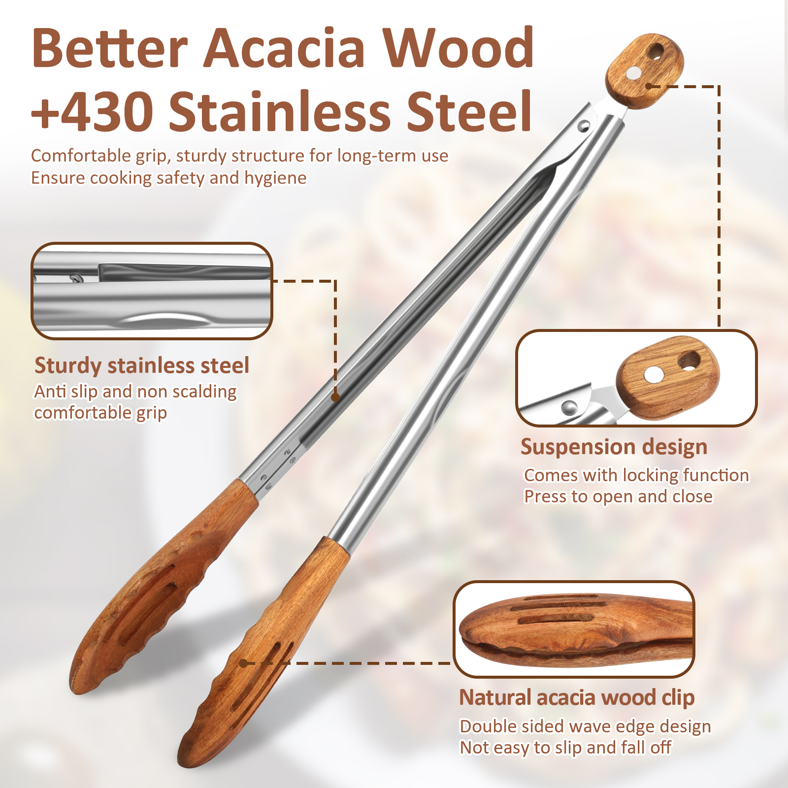 Wooden Kitchen Cooking Tongs B - Kitchen Gadgets Design บทวิจารณ์และราคา