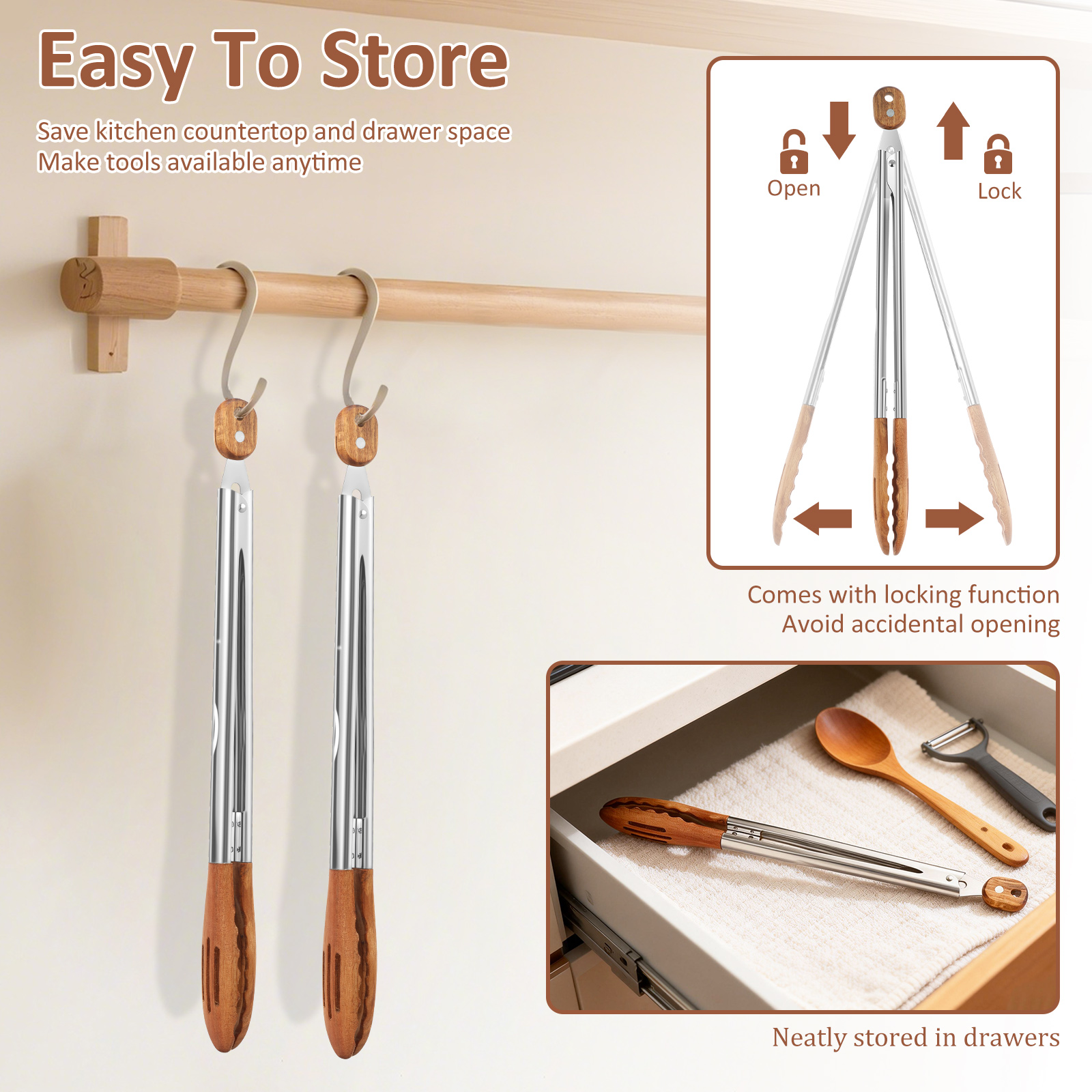Wooden Kitchen Cooking Tongs B - Kitchen Gadgets Design บทวิจารณ์และราคา