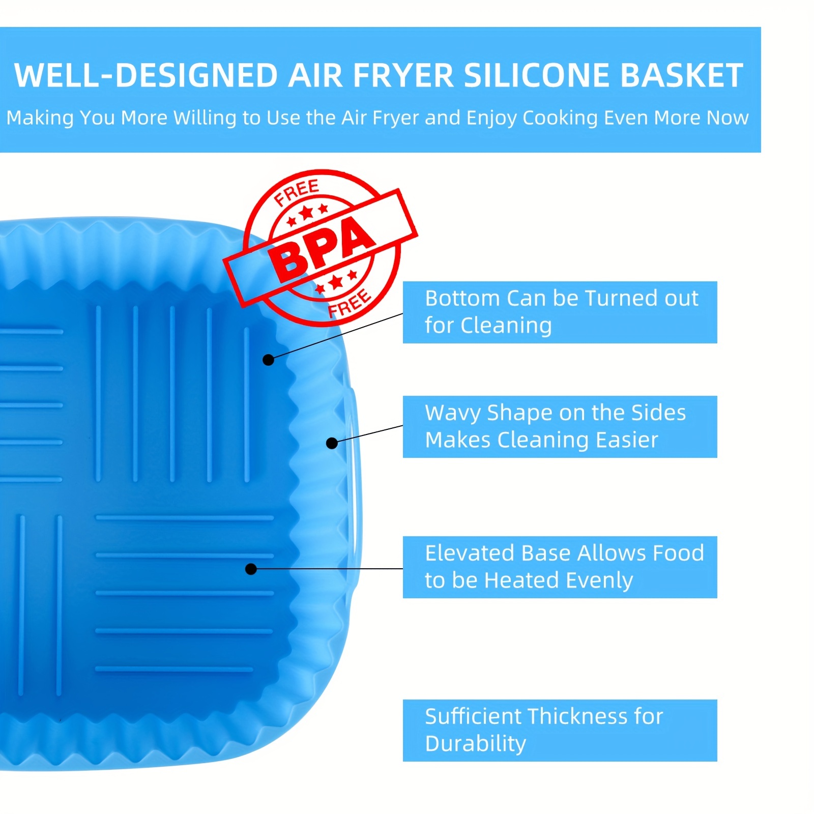 1 square silicone air fryer li - Kitchen Gadgets Design บทวิจารณ์และราคา