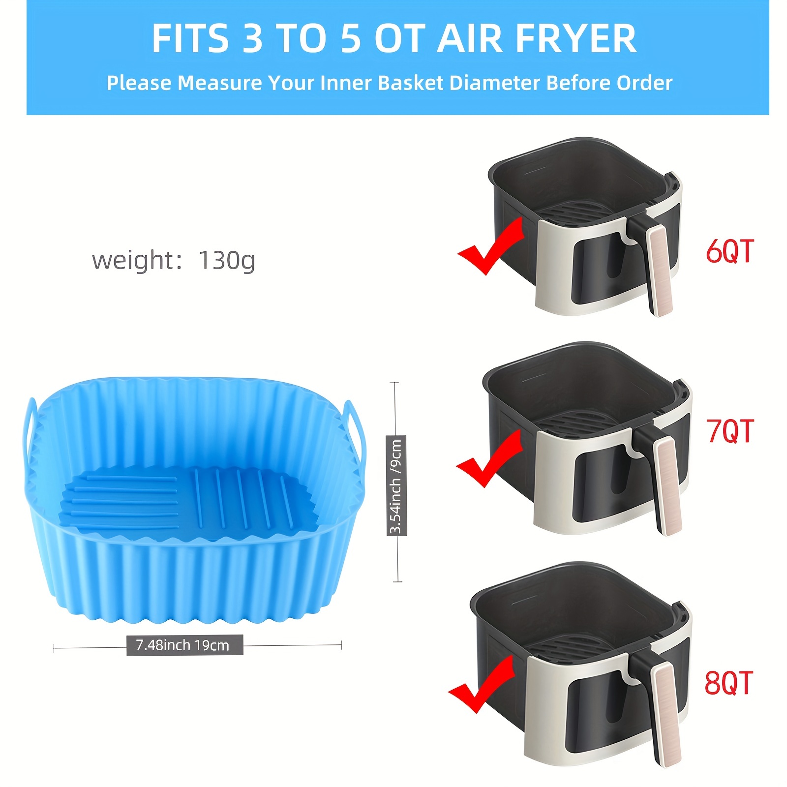 1 square silicone air fryer li - Kitchen Gadgets Design บทวิจารณ์และราคา