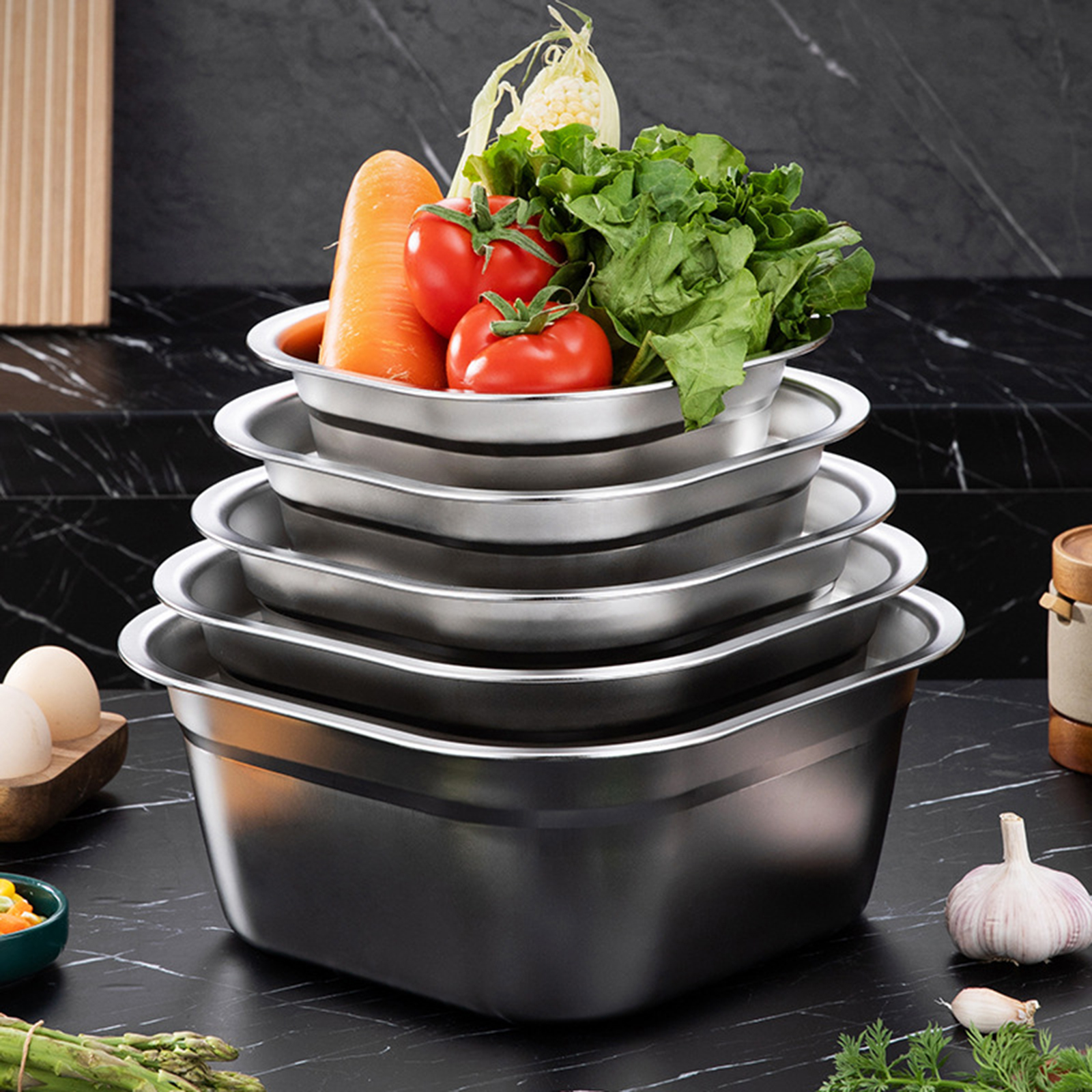 Stainless Steel Square Basin V - Kitchen Gadgets Organizer บทวิจารณ์และราคา